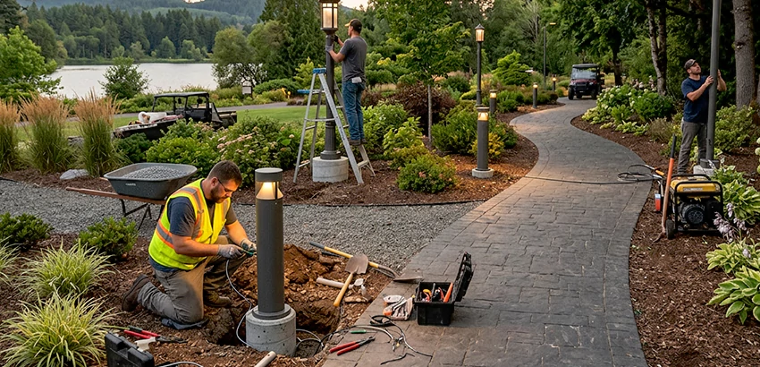 Landscape Post, Pole, and Bollard Lighting Installation in Roswell
